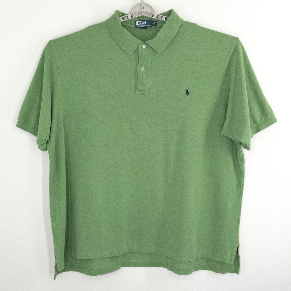 Polo Ralph Lauren Men's 4XLT Tall Green Cotton Mesh Pony Polo Shirt Classic EUC